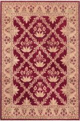 handmade Transitional Kafkaz Magenta Beige Hand Knotted RECTANGLE 100% WOOL area rug 8 x 10