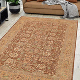 handmade Transitional Kafkaz Lt. Brown Gold Hand Knotted RECTANGLE 100% WOOL area rug 9 x 12