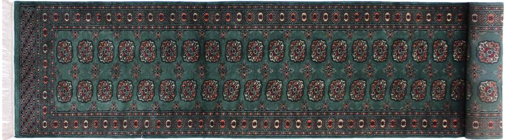 handmade Geometric Bokhara Lt. Green Black Hand Knotted RUNNER 100% WOOL area rug 3 x 12