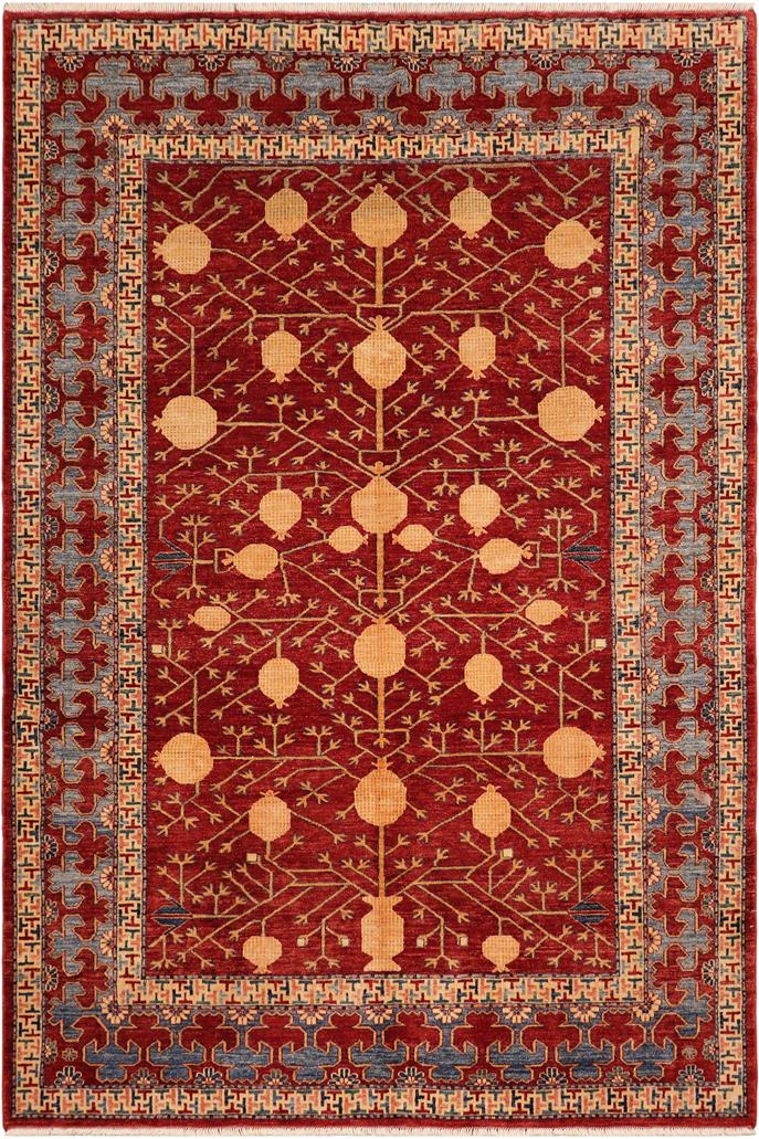 handmade Geometric Super Kazak Red Blue Hand Knotted RECTANGLE 100% WOOL area rug 7 x 10