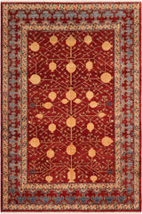 handmade Geometric Super Kazak Red Blue Hand Knotted RECTANGLE 100% WOOL area rug 7 x 10