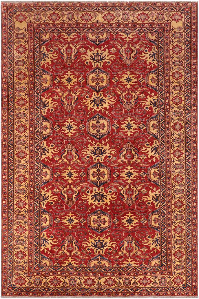 handmade Geometric Super Kazak Red Gold Hand Knotted RECTANGLE 100% WOOL area rug 10 x 13