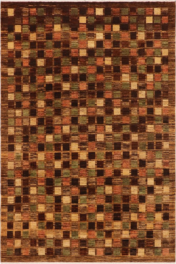 handmade Modern Gabbeh Brown Tan Hand Knotted RECTANGLE 100% WOOL area rug 9  x 12 