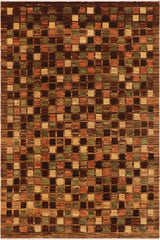 handmade Modern Gabbeh Brown Tan Hand Knotted RECTANGLE 100% WOOL area rug 9  x 12 