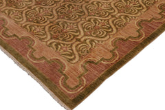 handmade Transitional Kafkaz Green Brown Hand Knotted RECTANGLE 100% WOOL area rug 9 x 12