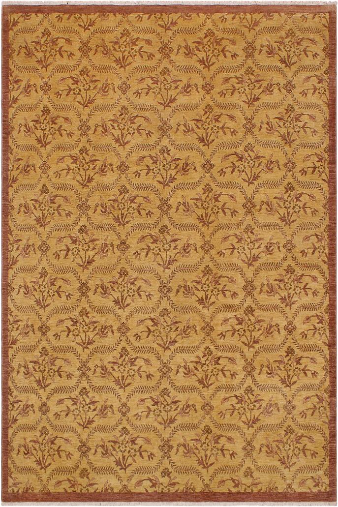 handmade Transitional Kafkaz Gold Brown Hand Knotted RECTANGLE 100% WOOL area rug 9 x 12