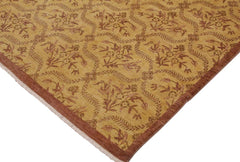 handmade Transitional Kafkaz Gold Brown Hand Knotted RECTANGLE 100% WOOL area rug 9 x 12