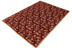 handmade Transitional Kafkaz Wine Red Lt. Brown Hand Knotted RECTANGLE 100% WOOL area rug 9 x 12