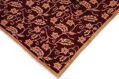 handmade Transitional Kafkaz Wine Red Lt. Brown Hand Knotted RECTANGLE 100% WOOL area rug 9 x 12