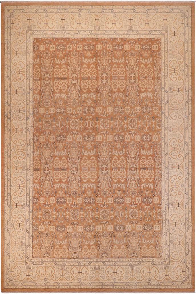 handmade Transitional Kafkaz Lt. Brown Beige Hand Knotted RECTANGLE 100% WOOL area rug 9 x 12