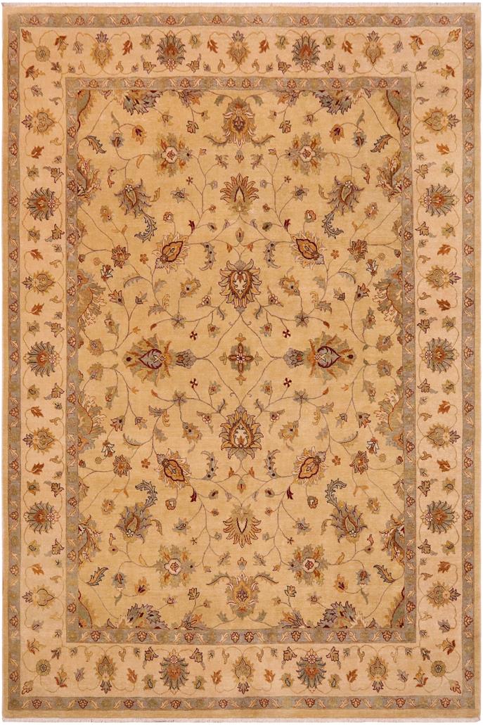 handmade Traditional Indian Tan Beige Hand Knotted RECTANGLE 100% WOOL area rug 9 x 12