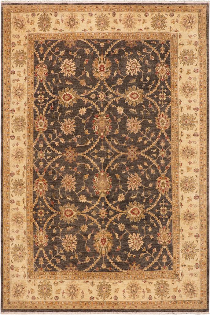 handmade Traditional Kafkaz Charcoal Beige Hand Knotted RECTANGLE 100% WOOL area rug 9 x 12