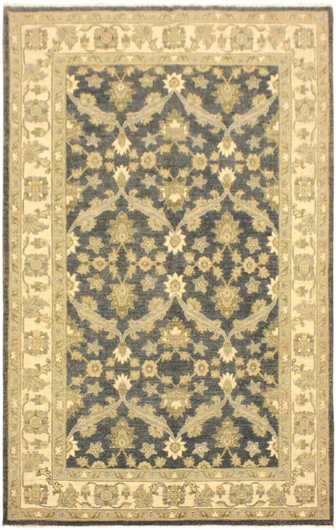 handmade Transitional Kafkaz Charcoal Blue Hand Knotted RECTANGLE 100% WOOL area rug 4 x 6