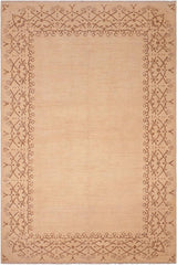 handmade Modern Kafkaz Tan Brown Hand Knotted RECTANGLE 100% WOOL area rug 6 x 9