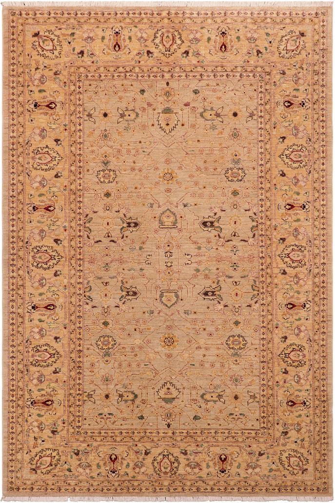 handmade Traditional Kafkaz Gray Gold Hand Knotted RECTANGLE 100% WOOL area rug 6 x 9