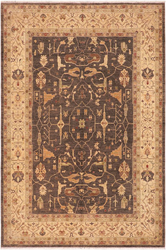 handmade Traditional Kafkaz Brown Beige Hand Knotted RECTANGLE 100% WOOL area rug 8 x 10