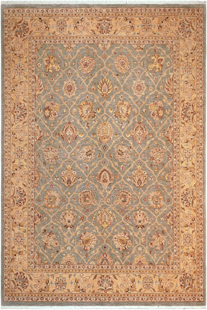 handmade Transitional Kafkaz Lt. Green Beige Hand Knotted RECTANGLE 100% WOOL area rug 8 x 10