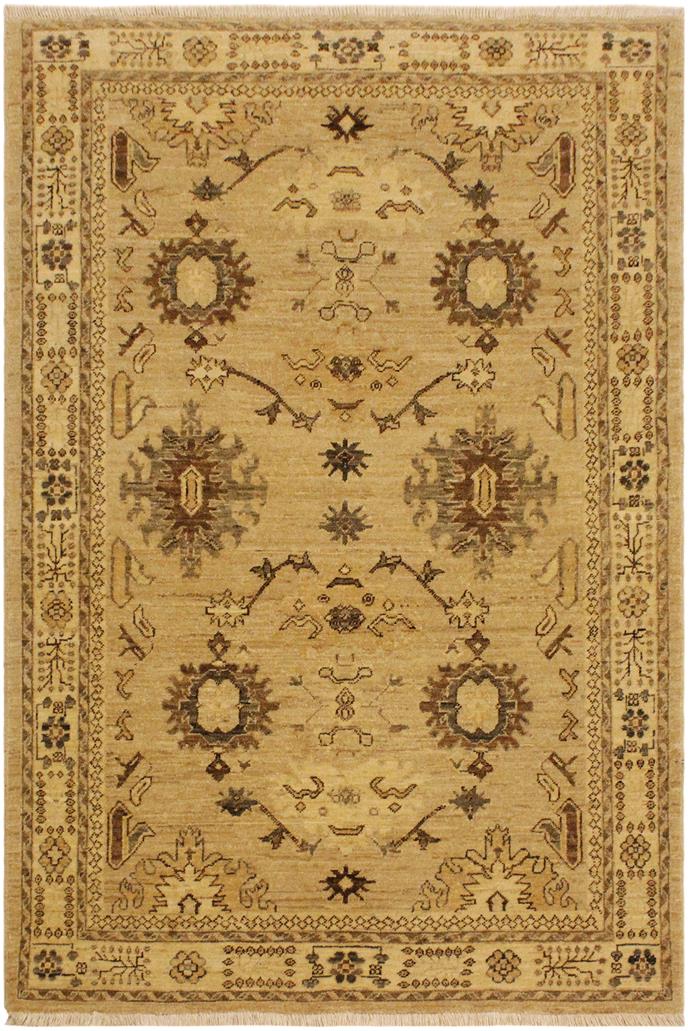 handmade Traditional Kafkaz Tan Lt. Brown Hand Knotted RECTANGLE 100% WOOL area rug 4 x 6