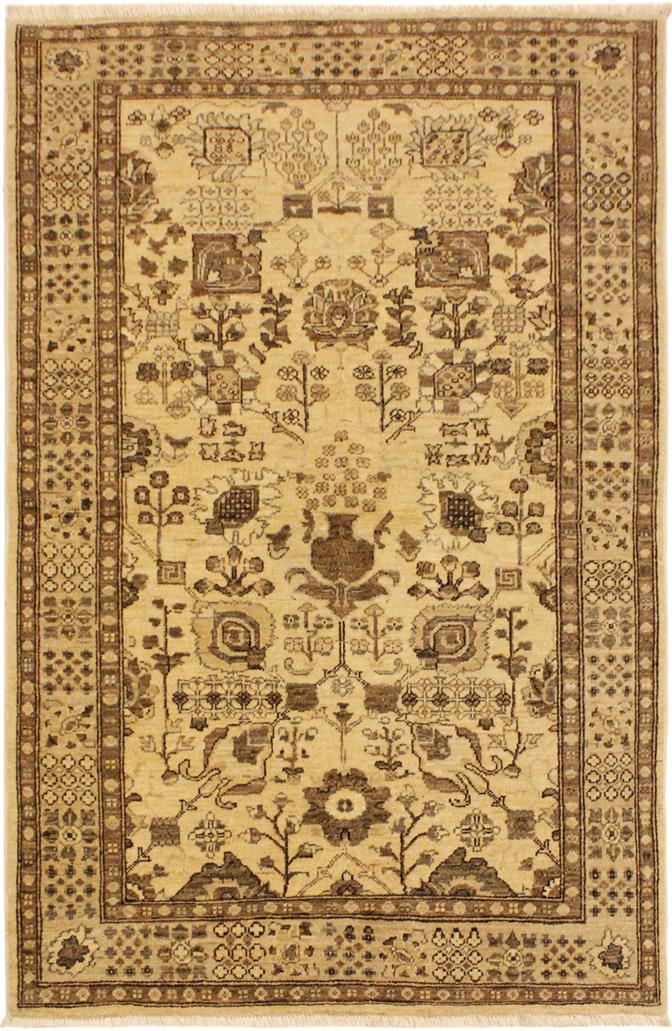 handmade Traditional Kafkaz Tan Lt. Brown Hand Knotted RECTANGLE 100% WOOL area rug 4 x 6