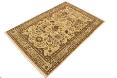 handmade Traditional Kafkaz Tan Lt. Brown Hand Knotted RECTANGLE 100% WOOL area rug 4 x 6