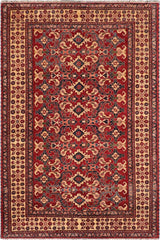 handmade Geometric Super Kazak Red Beige Hand Knotted RECTANGLE 100% WOOL area rug 8 x 11