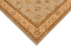 handmade Transitional Kafkaz Lt. Green Tan Hand Knotted RECTANGLE 100% WOOL area rug 9 x 12