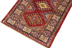 handmade Geometric Super Kazak Red Beige Hand Knotted RECTANGLE 100% WOOL area rug 2 x 3