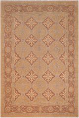 handmade Transitional Kafkaz Gold Brown Hand Knotted RECTANGLE 100% WOOL area rug 6 x 9