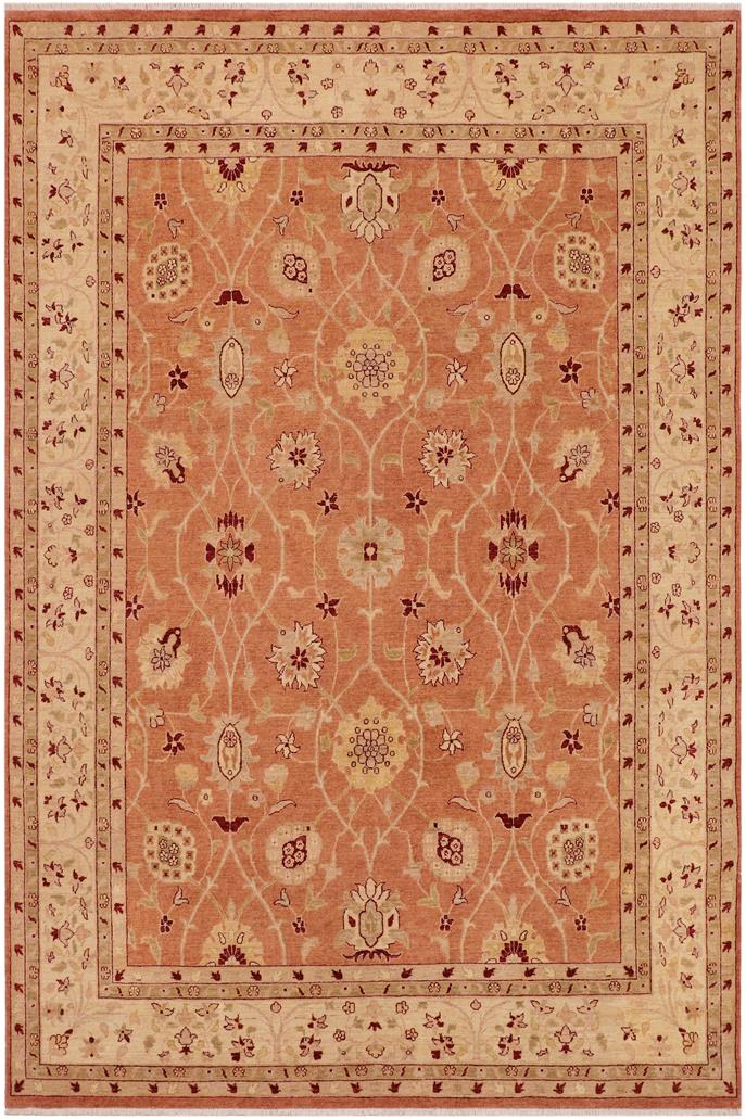 handmade Traditional Kafkaz Peach Tan Hand Knotted RECTANGLE 100% WOOL area rug 9 x 12