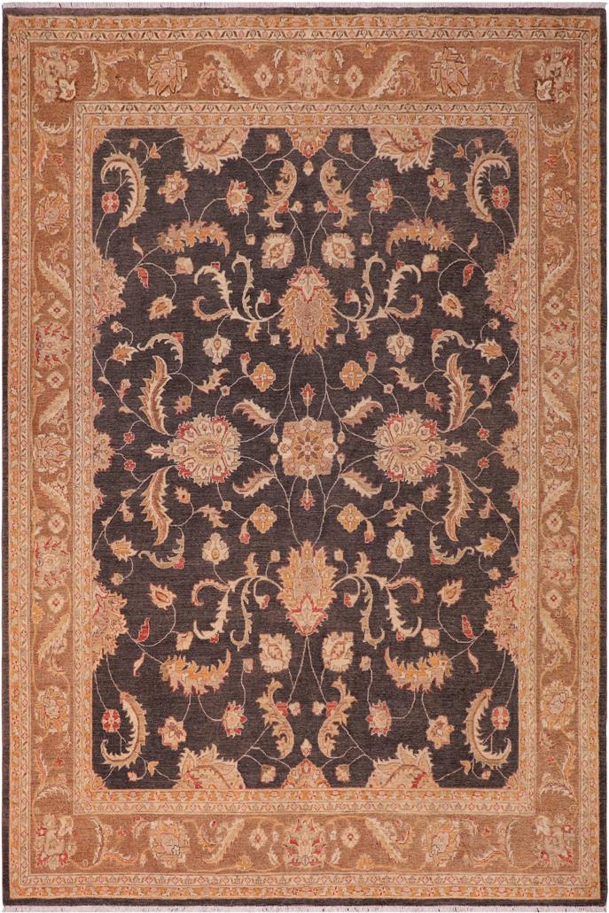 handmade Traditional Kafkaz Charcoal Lt. Brown Hand Knotted RECTANGLE 100% WOOL area rug 8 x 10