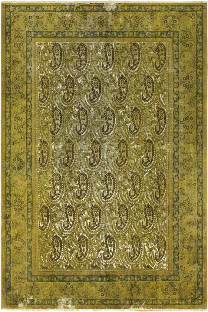 handmade Vintage Vintage Green Brown Hand Knotted RECTANGLE 100% WOOL area rug 8x10