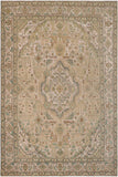 Vintage Distressed Persian Michaele White/Green Wool Rug - 9'4'' x 12'0''