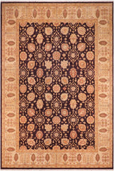 handmade Traditional Kafkaz Aubergine Beige Hand Knotted RECTANGLE 100% WOOL area rug 9 x 12