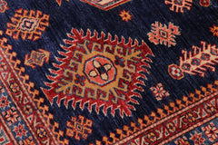 handmade Geometric Super Kazak Blue Red Hand Knotted RECTANGLE 100% WOOL area rug 8 x 10