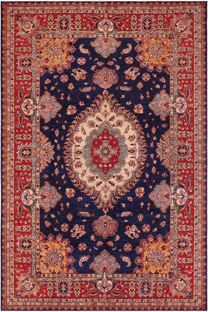 handmade Geometric Super Kazak Blue Red Hand Knotted RECTANGLE 100% WOOL area rug 9 x 12