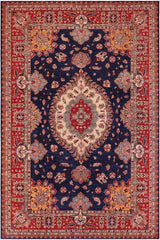 handmade Geometric Super Kazak Blue Red Hand Knotted RECTANGLE 100% WOOL area rug 9 x 12