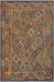 Rustic Turkish Kilim Ramiro Hand-Woven Wool Rug - 6'7'' x 9'11''