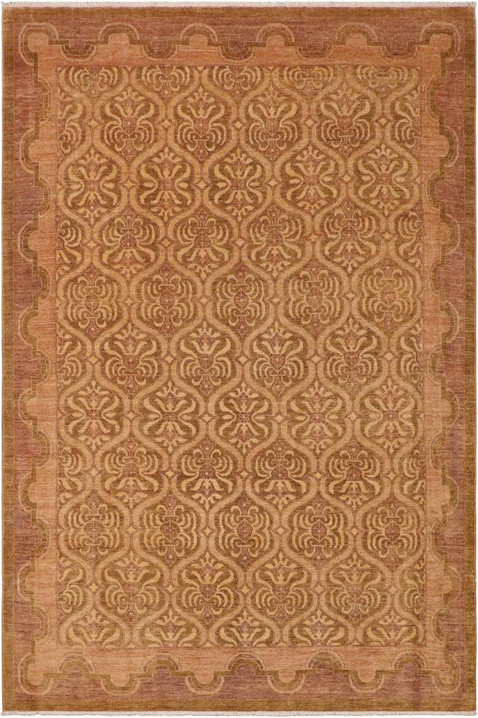 handmade Transitional Kafkaz Green Tan Hand Knotted RECTANGLE 100% WOOL area rug 9 x 13