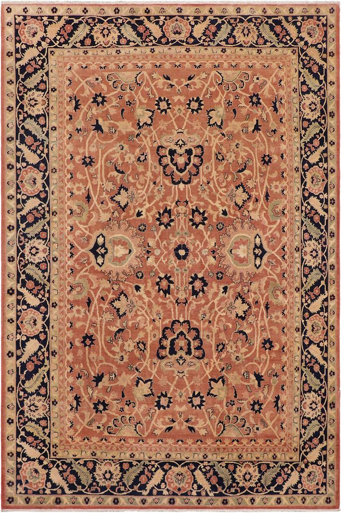 handmade Traditional Kafkaz Peach Blue Hand Knotted RECTANGLE 100% WOOL area rug 9 x 12