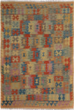 Tribal Turkish Kilim Marlon Hand-Woven Wool Rug - 5'0'' x 6'6''