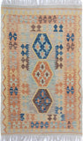 Retro Turkish Kilim Heath Hand-Woven Wool Rug - 3'4'' x 5'5''