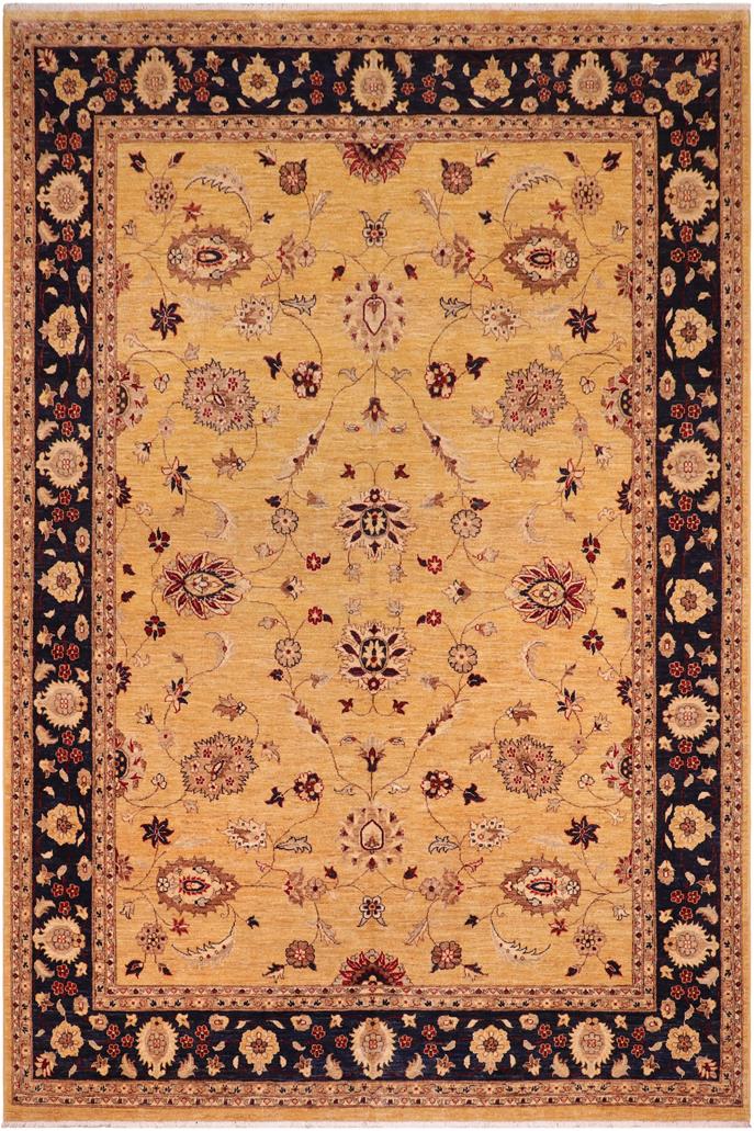 handmade Traditional Kafkaz Gold Blue Hand Knotted RECTANGLE 100% WOOL area rug 9 x 11