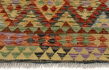 Flat Weave Kilim Antique Navaho Vintage handmade Geometric Kilim Gold Red Hand-Woven Rectangle 100% Wool Area Rug 5x6 