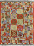 Rustic Turkish Kilim Stan Hand-Woven Wool Rug - 4'10'' x 6'7''