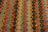 Flat Weave Kilim Antique Navaho Vintage handmade Geometric Kilim Rust Blue Hand-Woven Rectangle 100% Wool Area Rug 5x6 