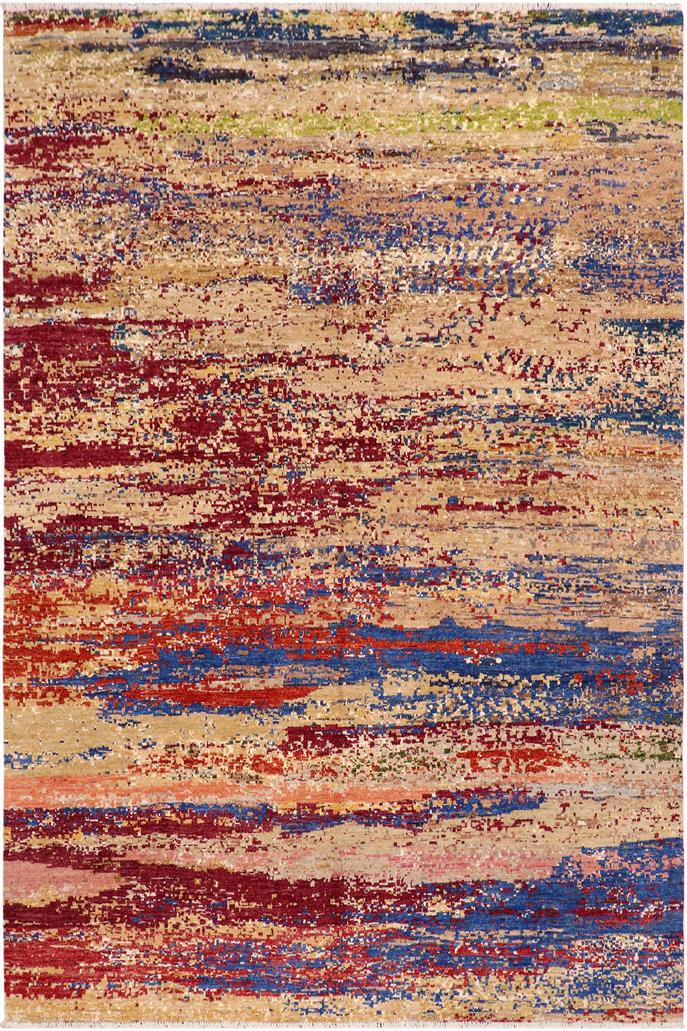 handmade Modern Modern Blue Red Hand Knotted RECTANGLE 100% WOOL area rug 8 x 10