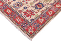 handmade Geometric Kazak Ivory Red Hand Knotted RECTANGLE 100% WOOL area rug 5x8