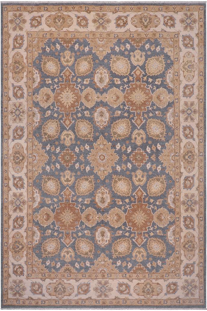 handmade Traditional Kafkaz Bluish Gray Beige Hand Knotted RECTANGLE 100% WOOL area rug 9 x 12