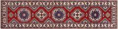 handmade Geometric Kazak Red Ivory Hand Knotted RUNNER 100% WOOL area rug 3x10