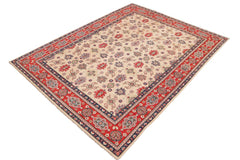 handmade Geometric Kazak Beige Red Hand Knotted RECTANGLE 100% WOOL area rug 9x12